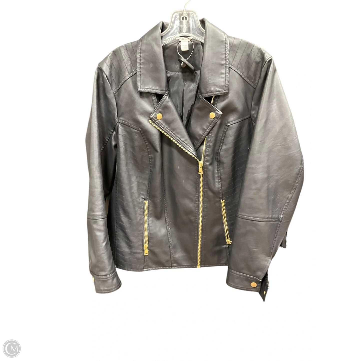 Jacket Moto By Cato In Black, Size: 14