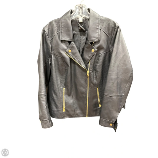 Jacket Moto By Cato In Black, Size: 14
