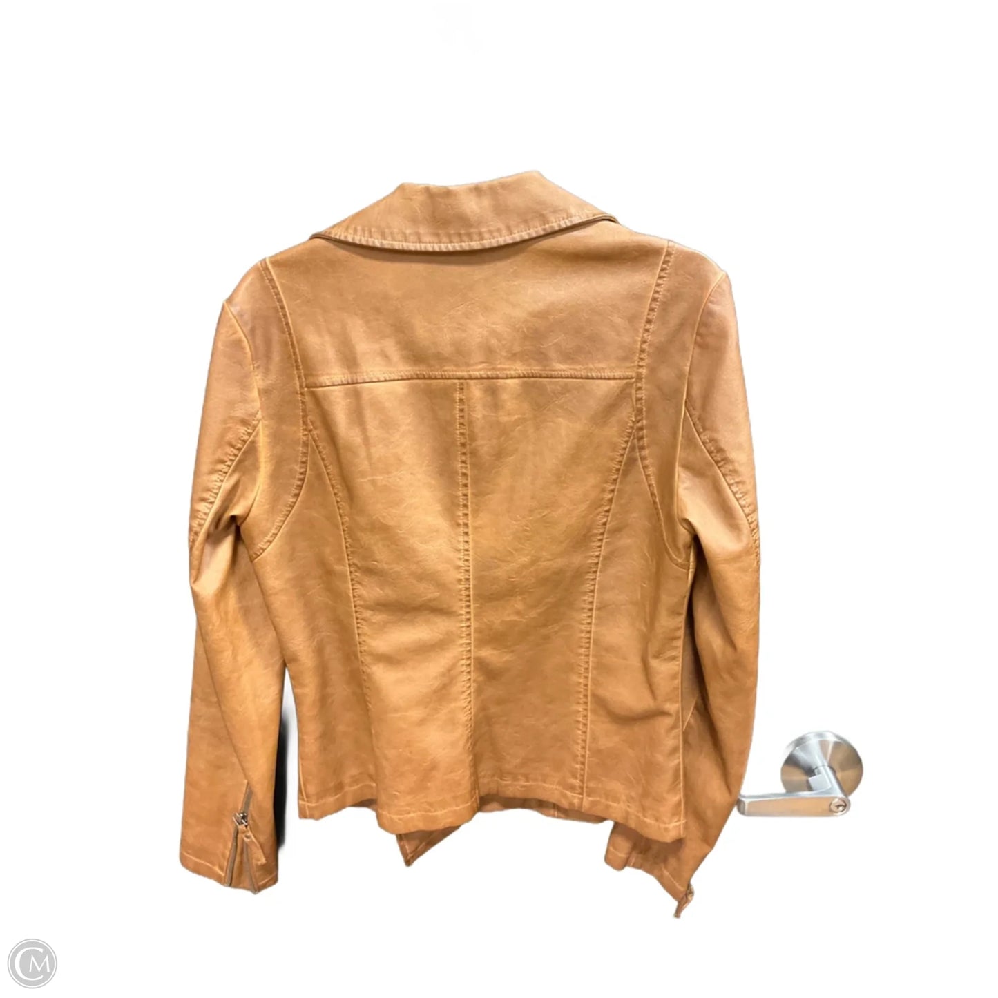 Jacket Moto By Max Studio In Tan, Size: M