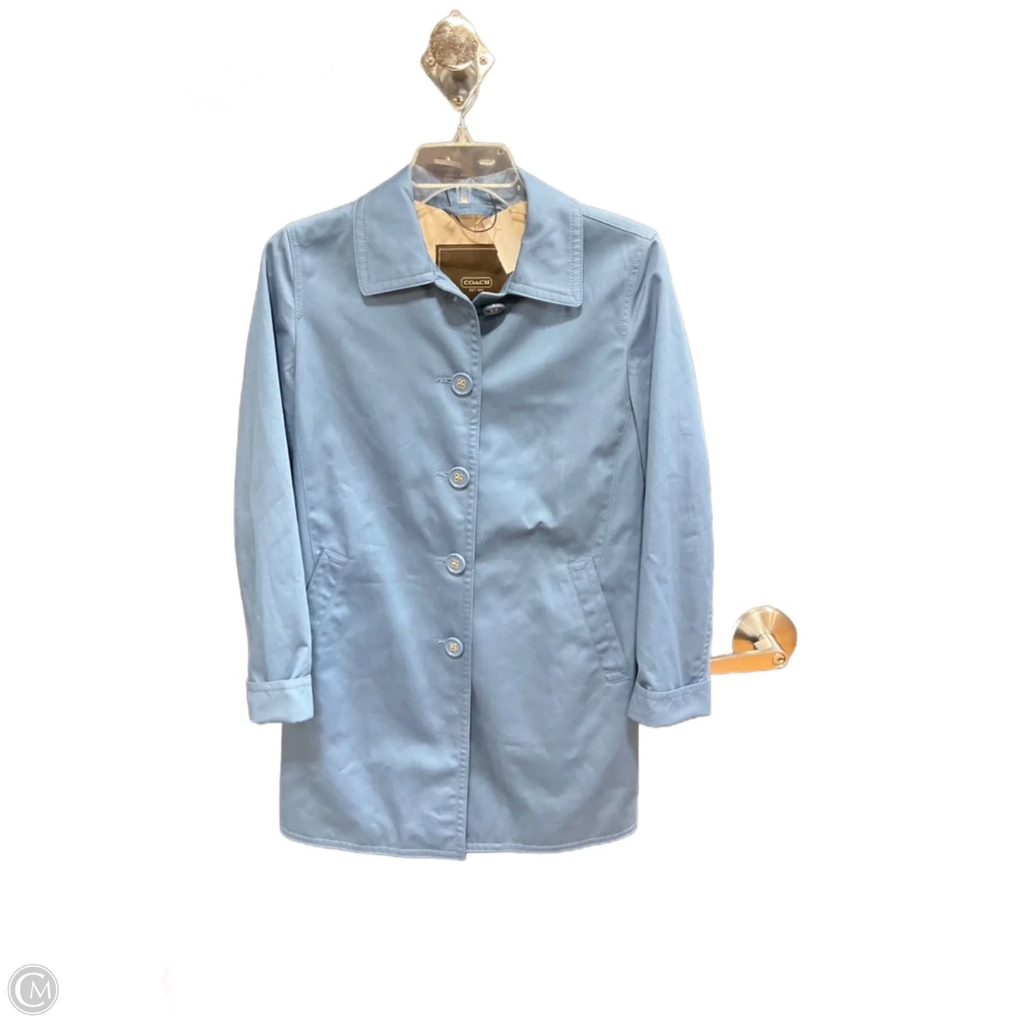 Coat Designer By Coach In Blue, Size: Xs