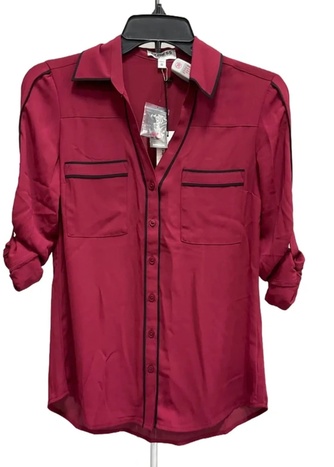 Blouse 3/4 Sleeve By Express In Maroon, Size: Xs