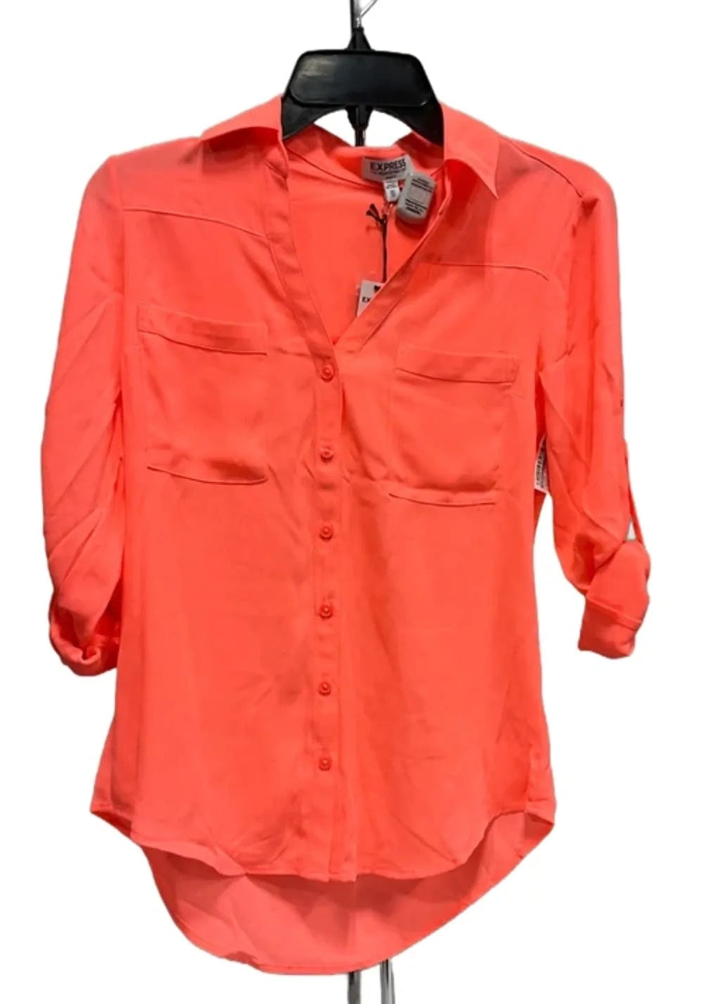 Blouse 3/4 Sleeve By Express In Orange, Size: Xs