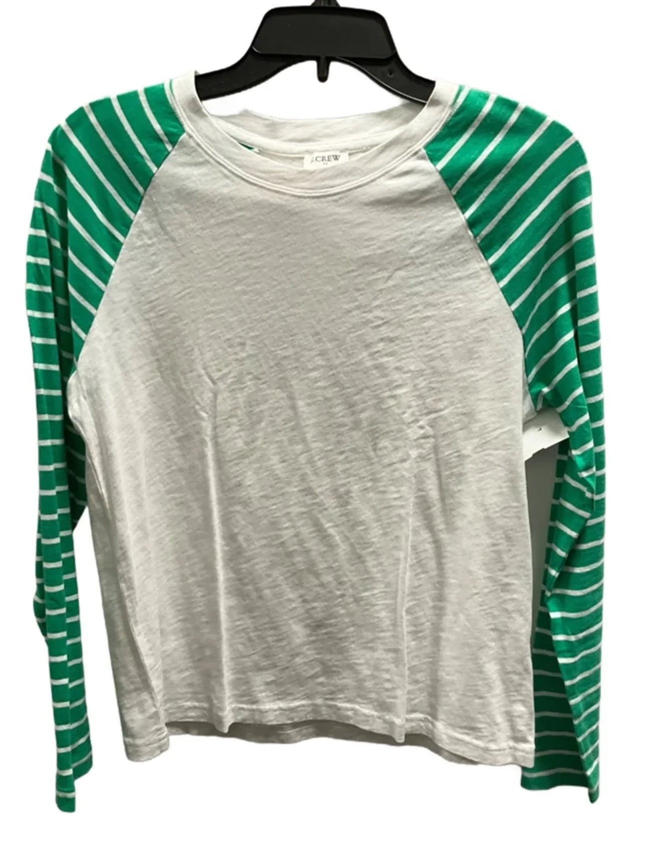 Top Long Sleeve By J. Crew In Green & White, Size: S