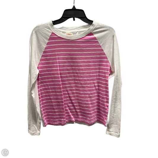 Top Long Sleeve By J. Crew In Pink & White, Size: S