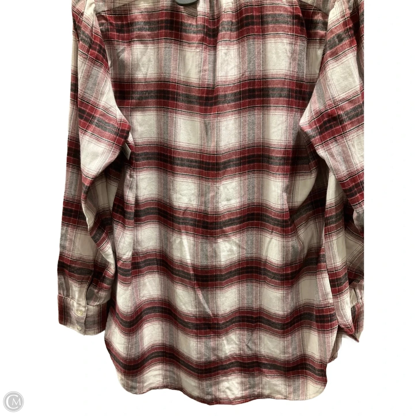 Top Long Sleeve By Loft In Plaid Pattern, Size: M