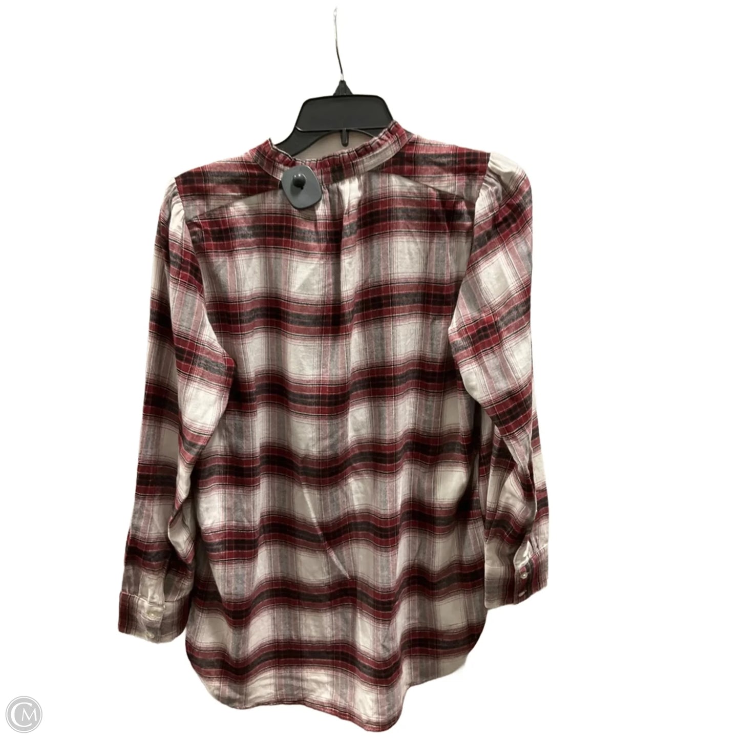 Top Long Sleeve By Loft In Plaid Pattern, Size: M