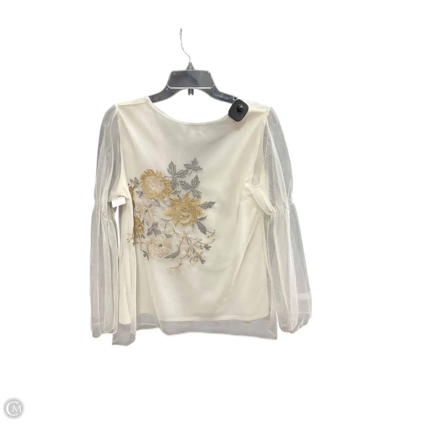 Top Long Sleeve By Chenault In Cream & Grey, Size: M