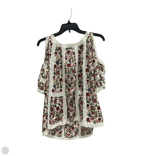 Top Short Sleeve By Blue Tassel In Cream & Red, Size: S
