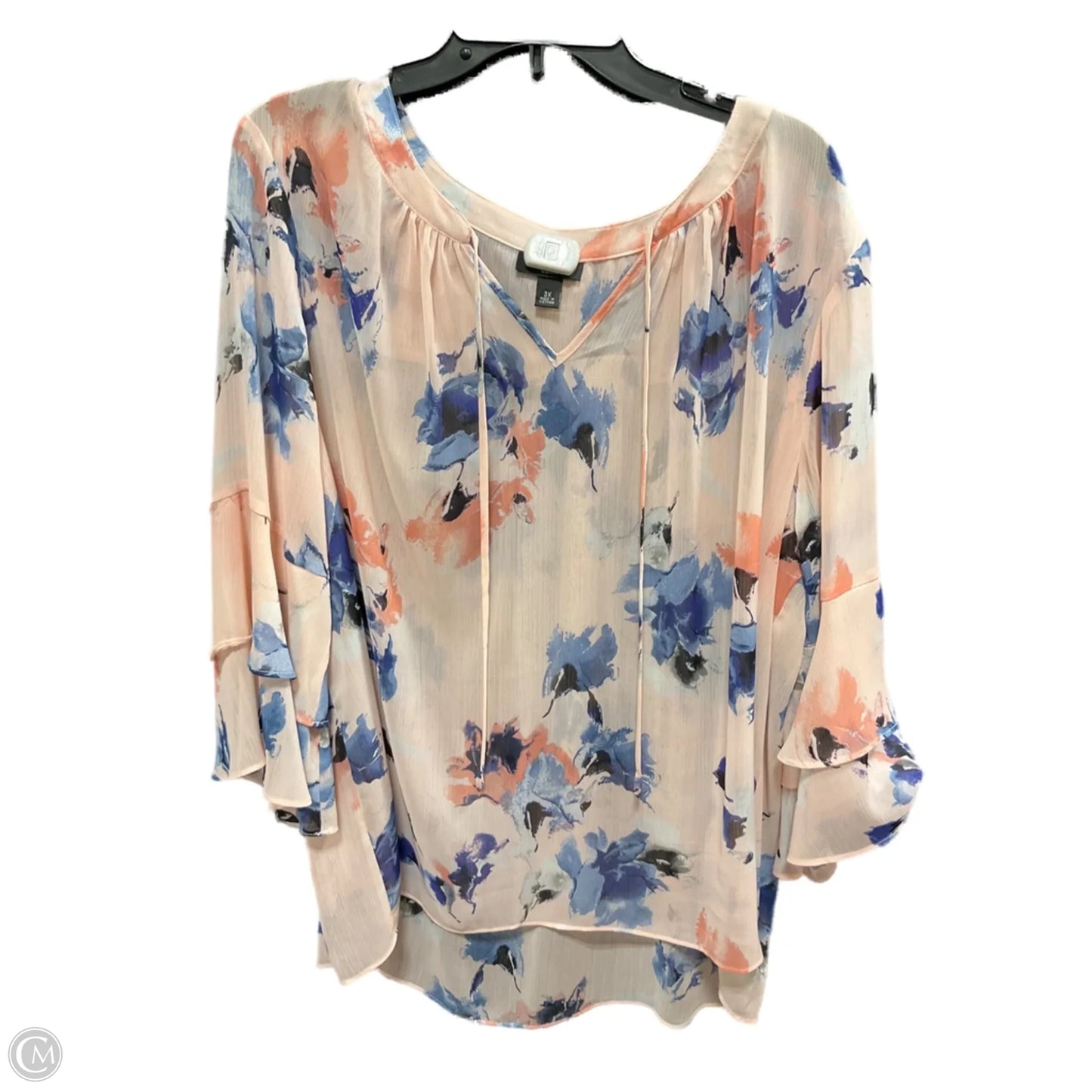 Top Long Sleeve By Clothes Mentor In Blue & Pink, Size: 3x