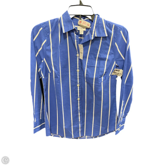 Blouse Long Sleeve By J. Crew In Blue & White, Size: Xs