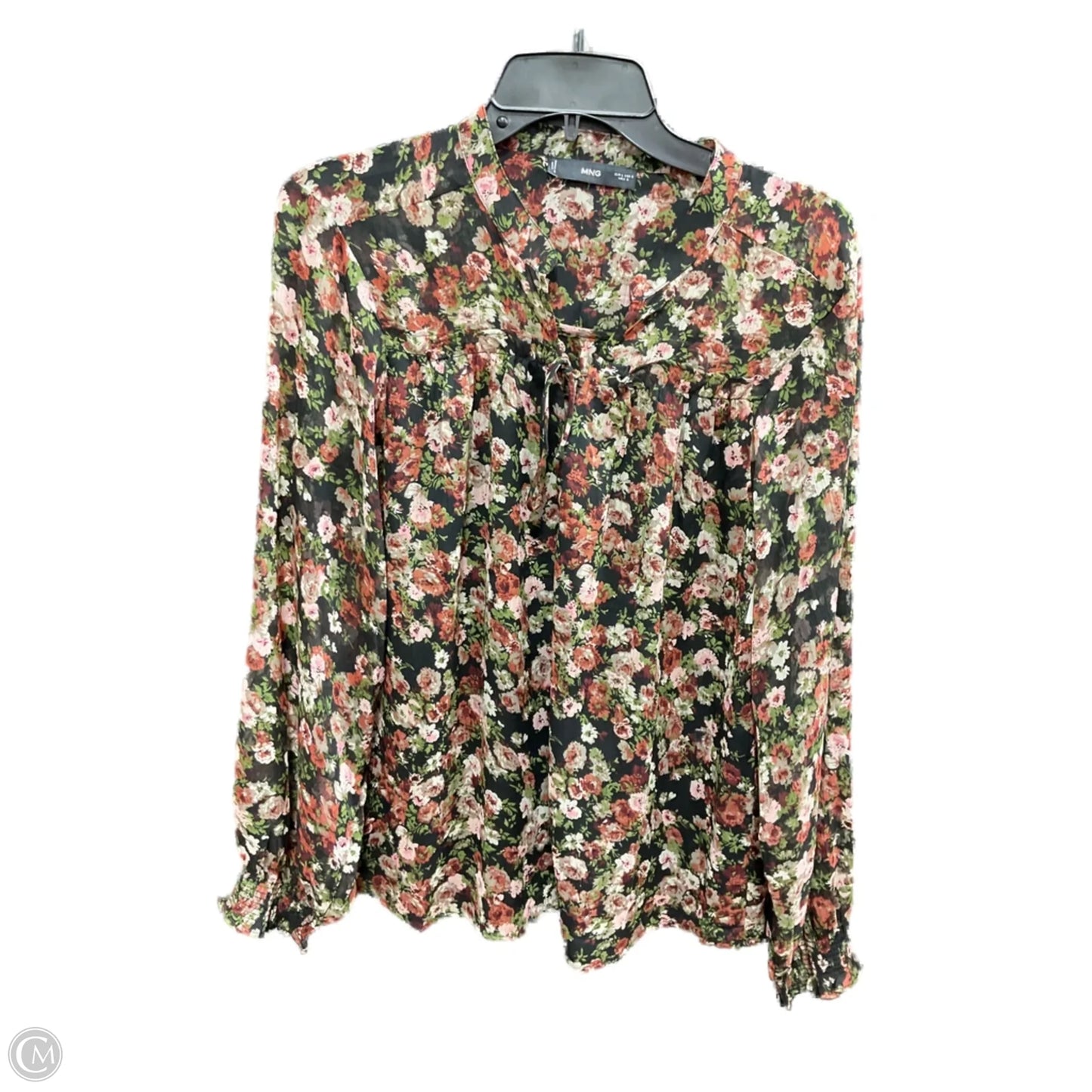 Top Long Sleeve By Mng In Black & Pink, Size: 8