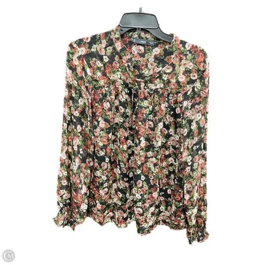 Top Long Sleeve By Mng In Black & Pink, Size: 8