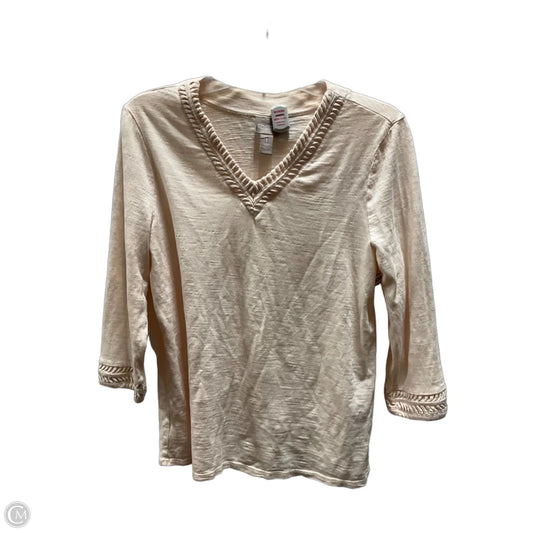 Top 3/4 Sleeve By Chicos In Pink, Size: M