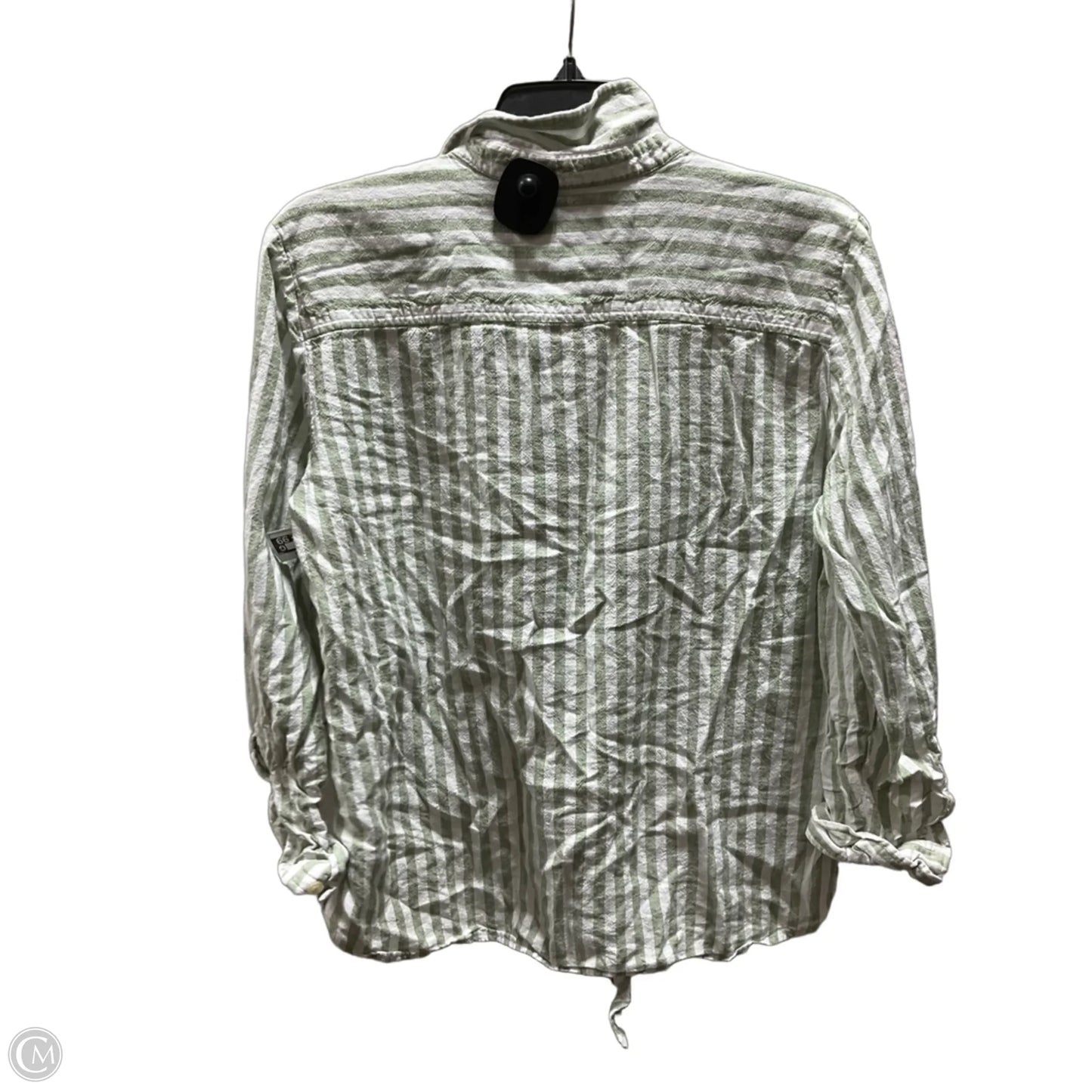 Blouse Long Sleeve By Loft In Green & White, Size: L