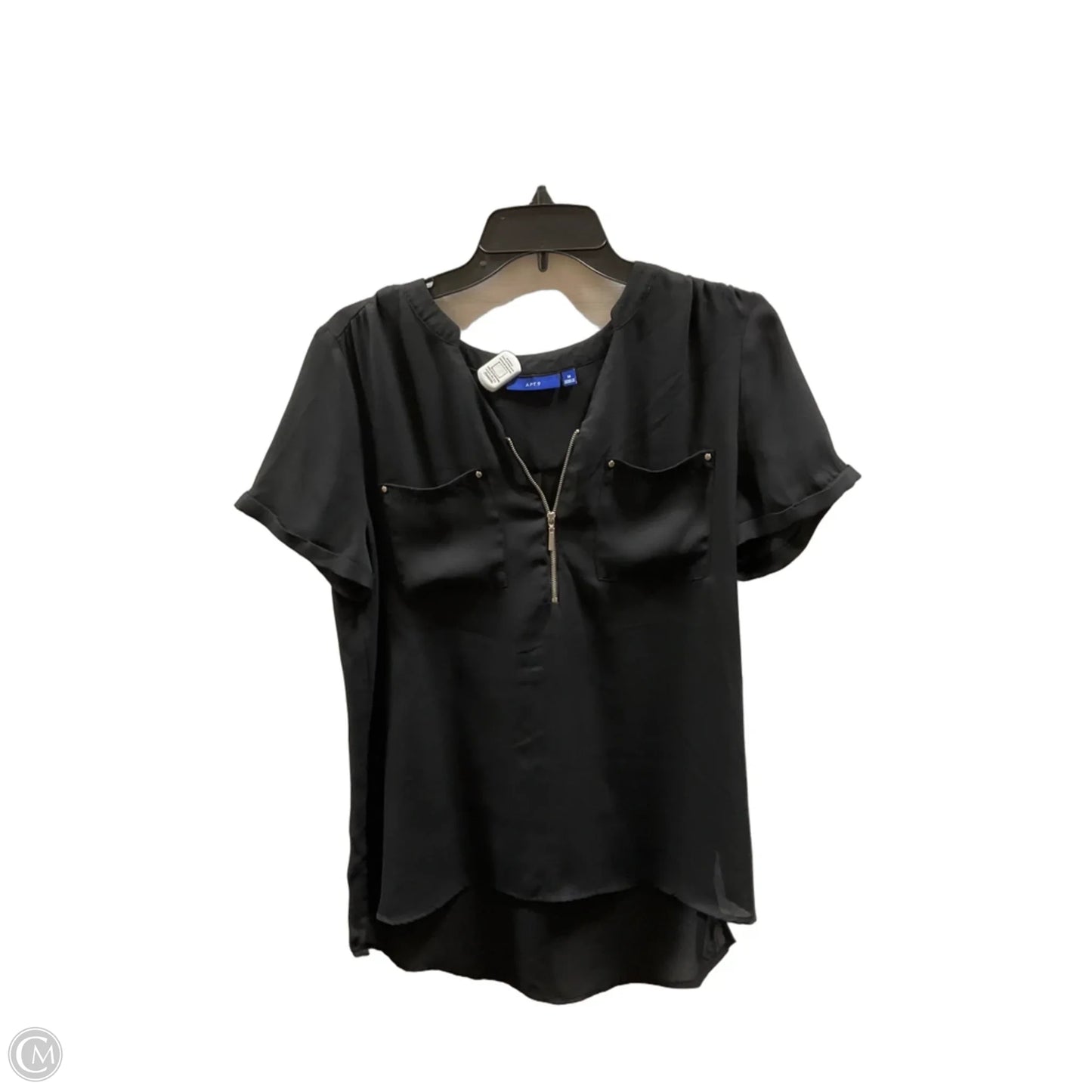 Top Short Sleeve By Apt 9 In Black, Size: M