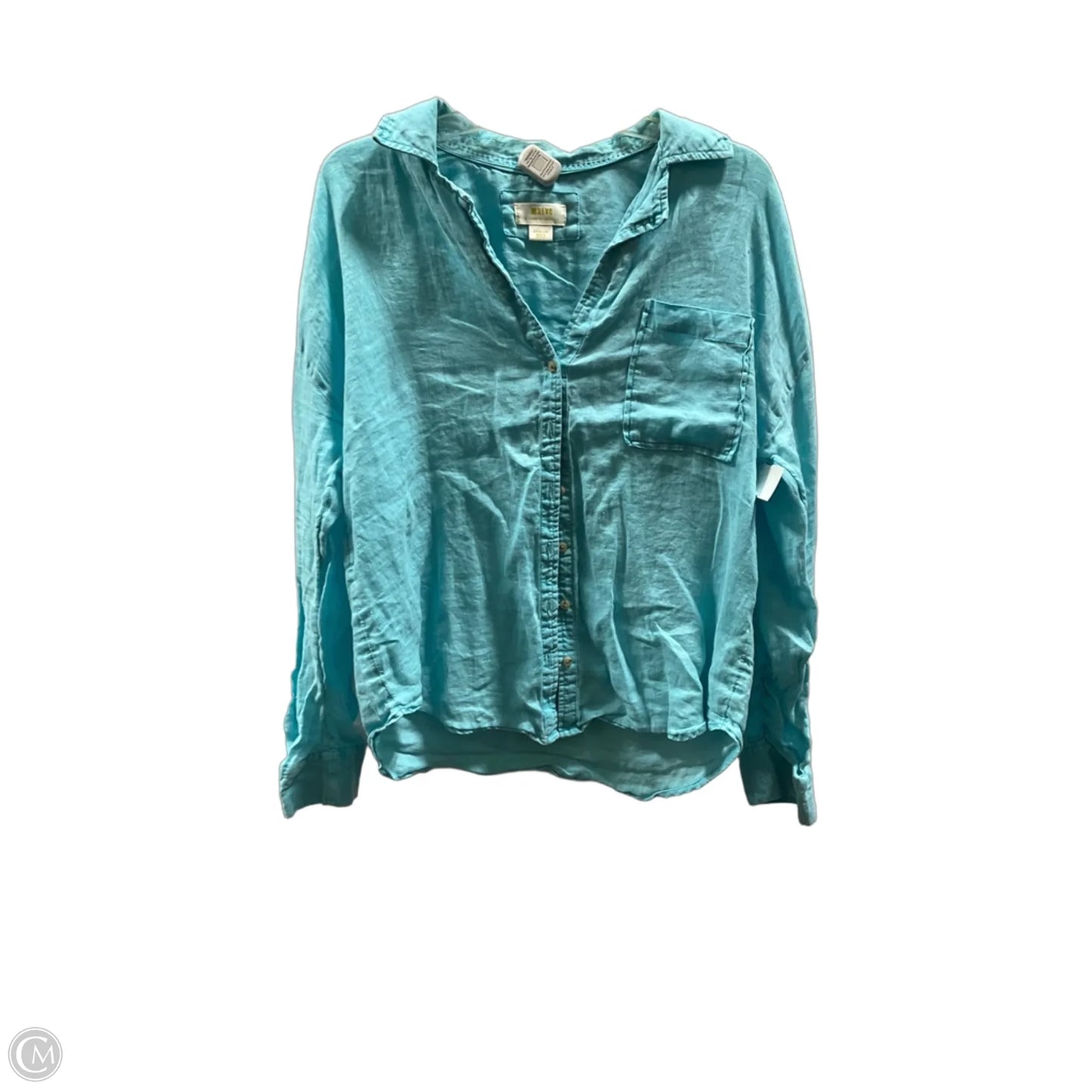 Blouse Long Sleeve By Maeve In Blue, Size: M