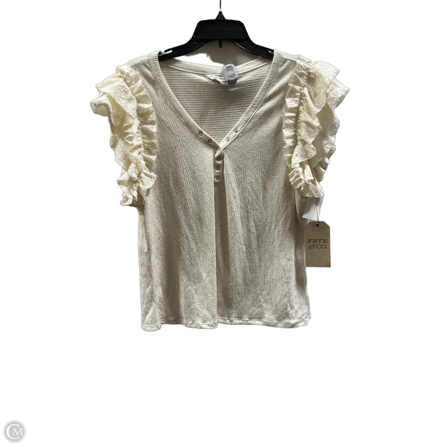 Top Short Sleeve By Frye And Co In Cream, Size: Xl