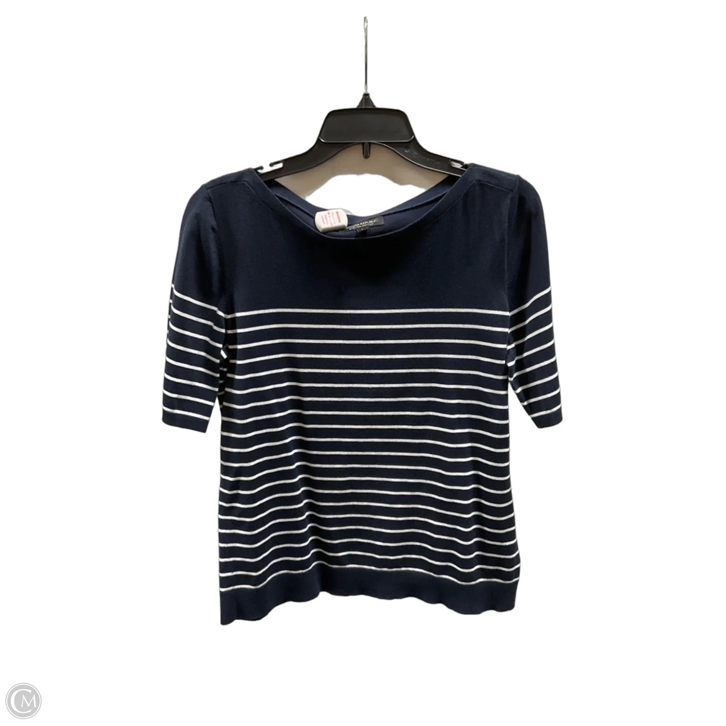 Top Short Sleeve By Banana Republic In Navy, Size: L