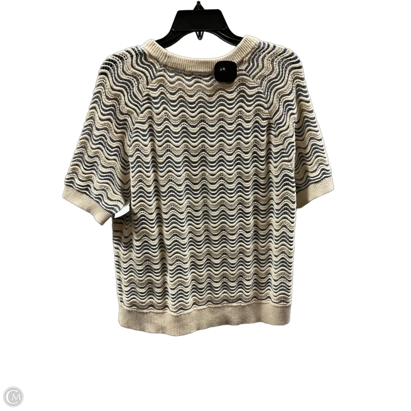 Top Short Sleeve By Loft In Blue & Cream, Size: L