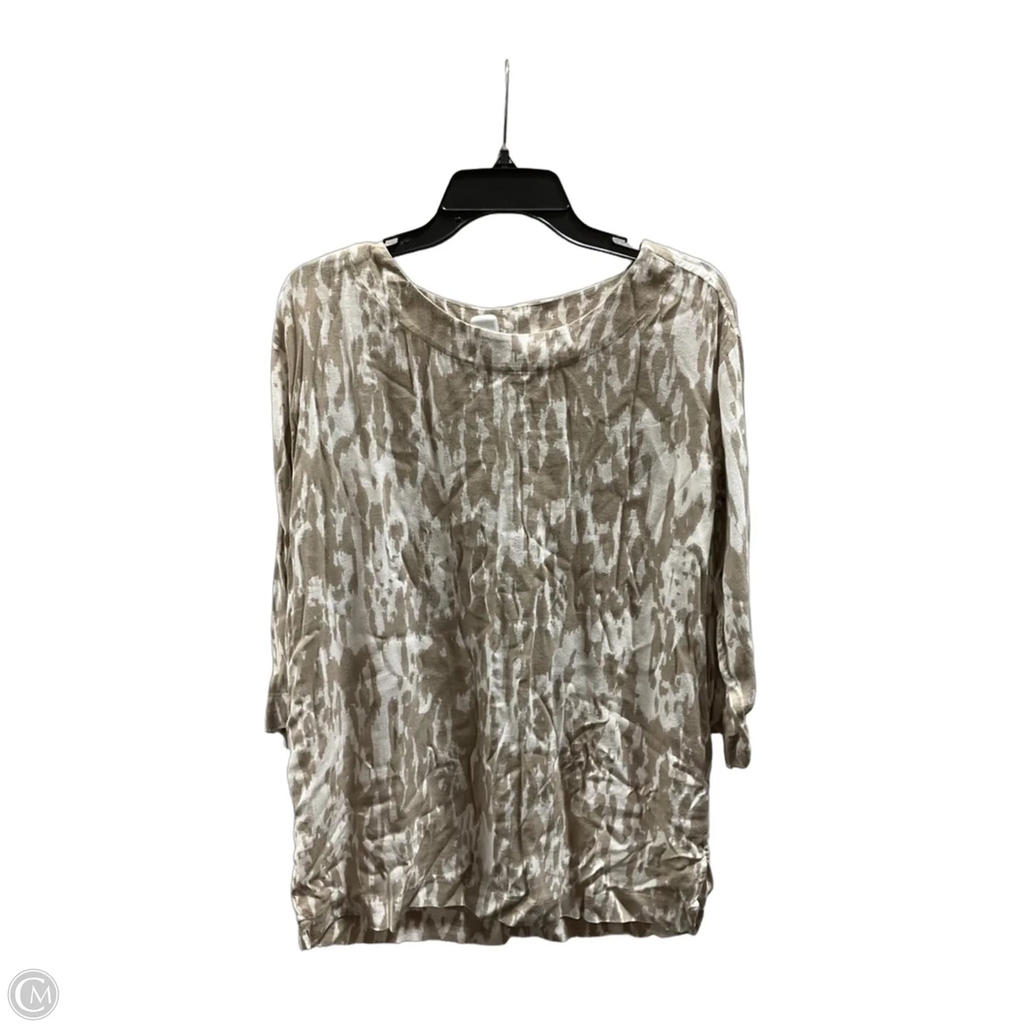 Top 3/4 Sleeve By Pure Jill In Brown & White, Size: S