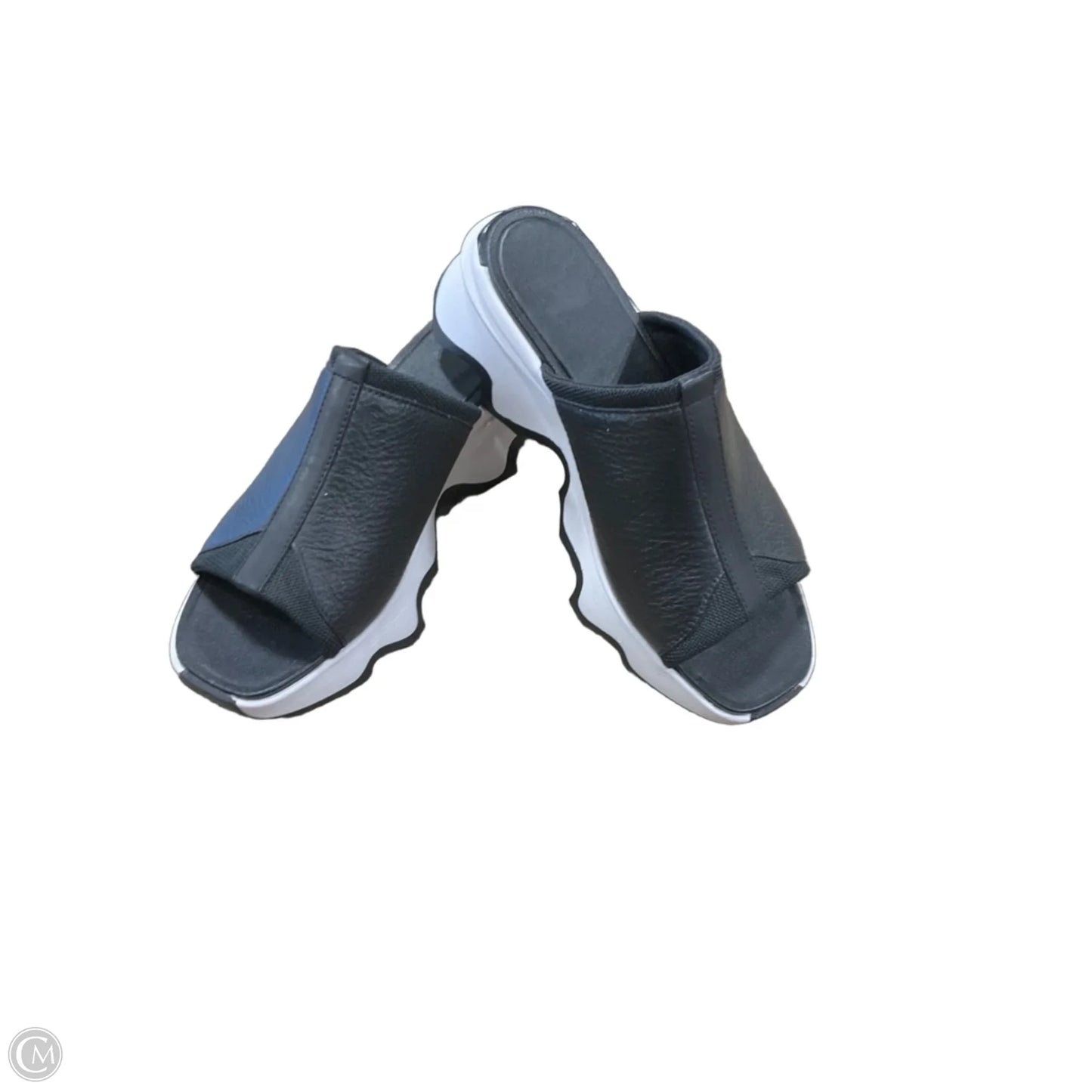 Sandals Heels Platform By Sorel In Black & White, Size: 8.5