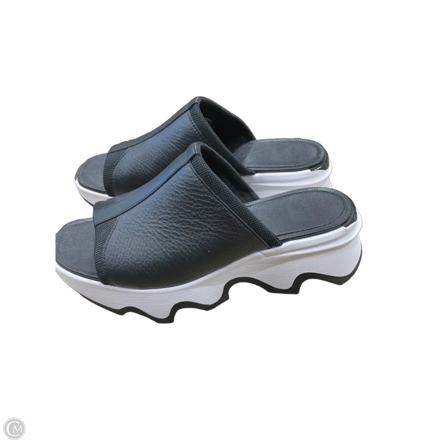 Sandals Heels Platform By Sorel In Black & White, Size: 8.5