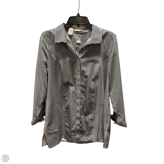 Blouse Long Sleeve By Chicos In Striped Pattern, Size: M
