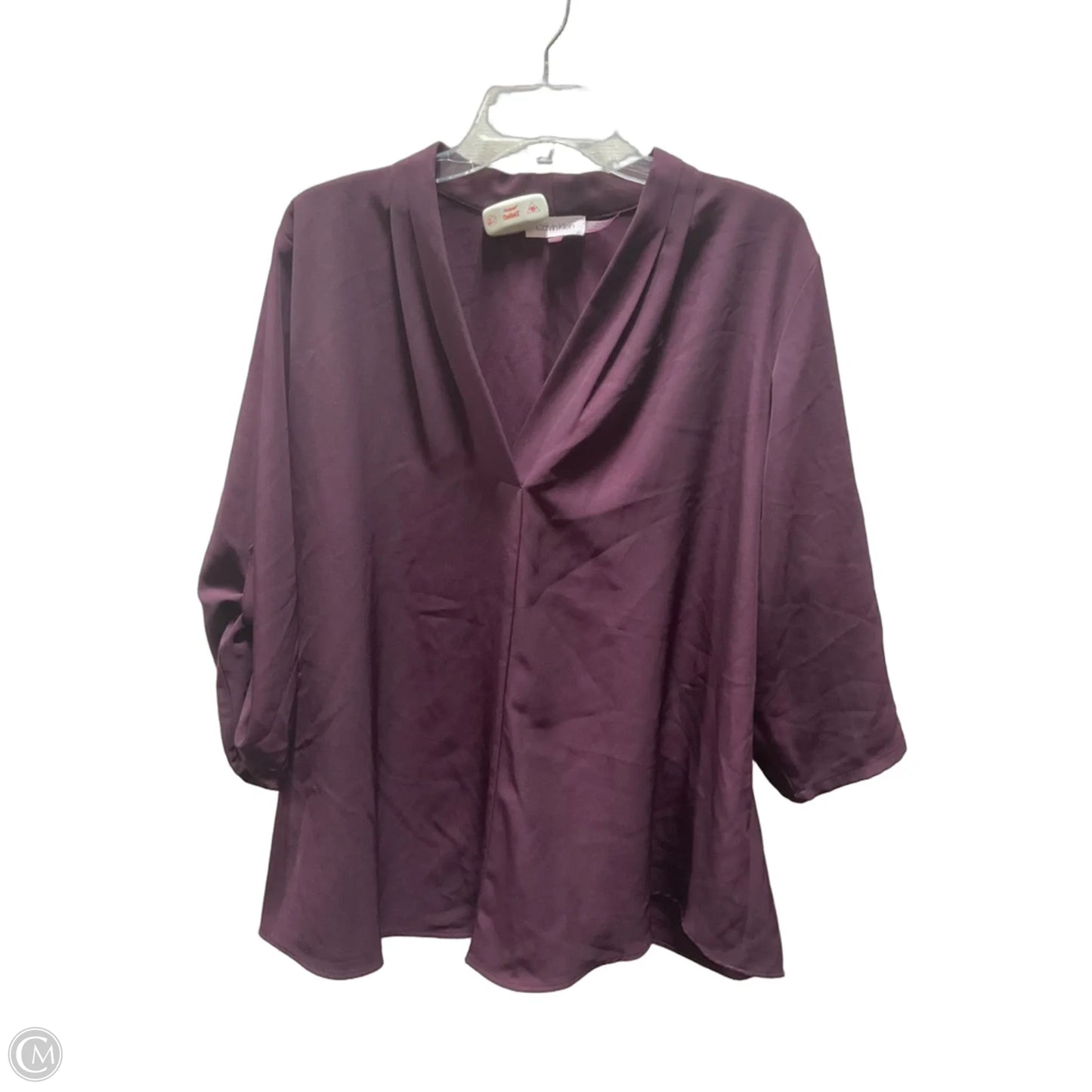 Top 3/4 Sleeve By Calvin Klein In Purple, Size: 2x