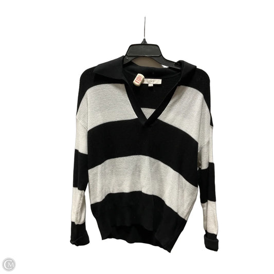 Top Long Sleeve By Loft In Black & White, Size: M