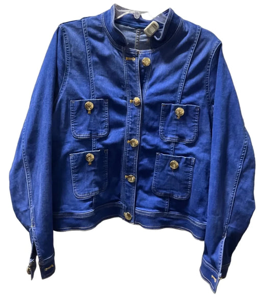 Jacket Designer By Lilly Pulitzer In Blue Denim, Size: L