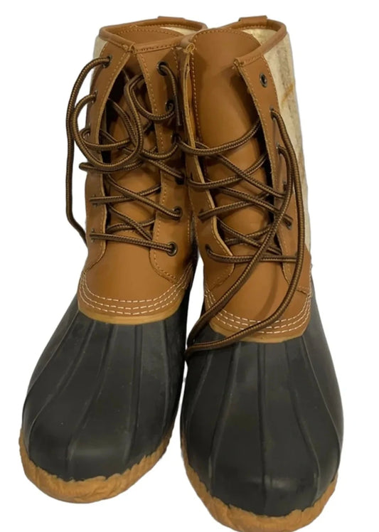 Boots Mid-calf Flats By Lands End In Plaid Pattern, Size: 9.5