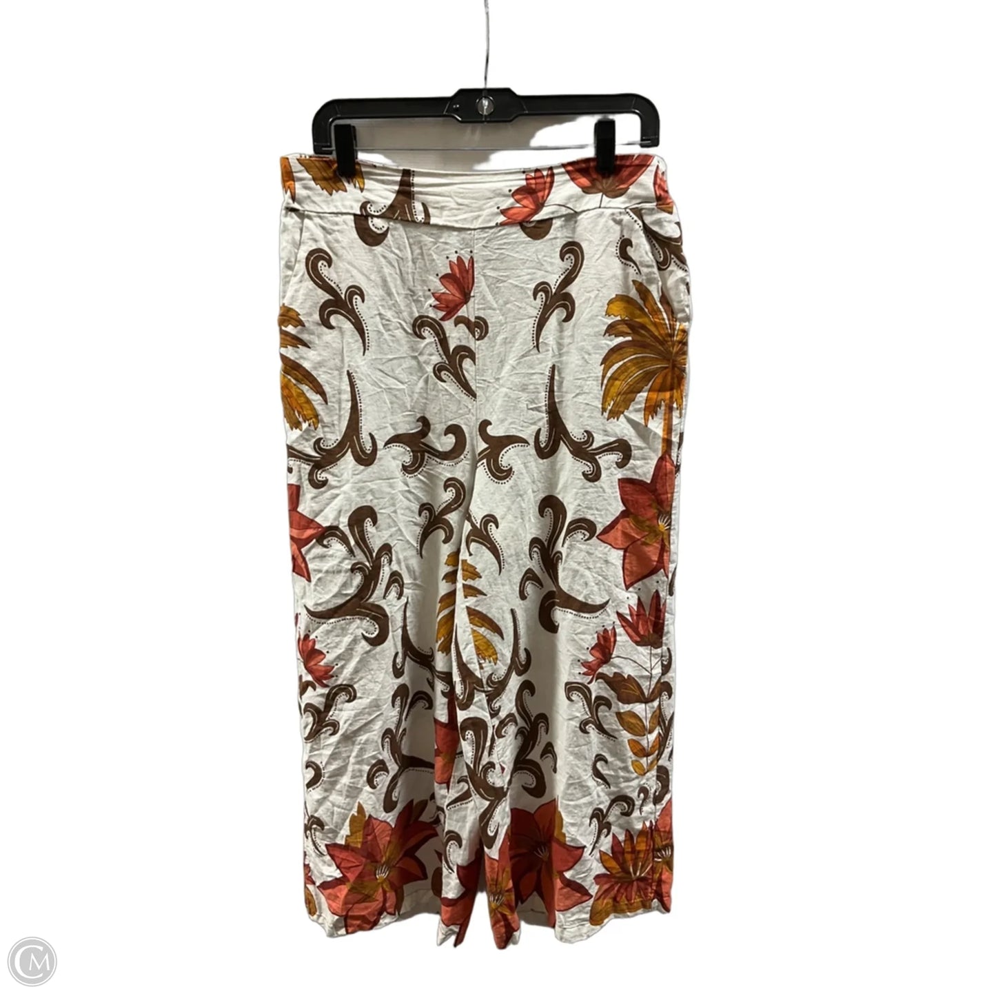 Pants Linen By Rachel Zoe In White & Yellow, Size: 12
