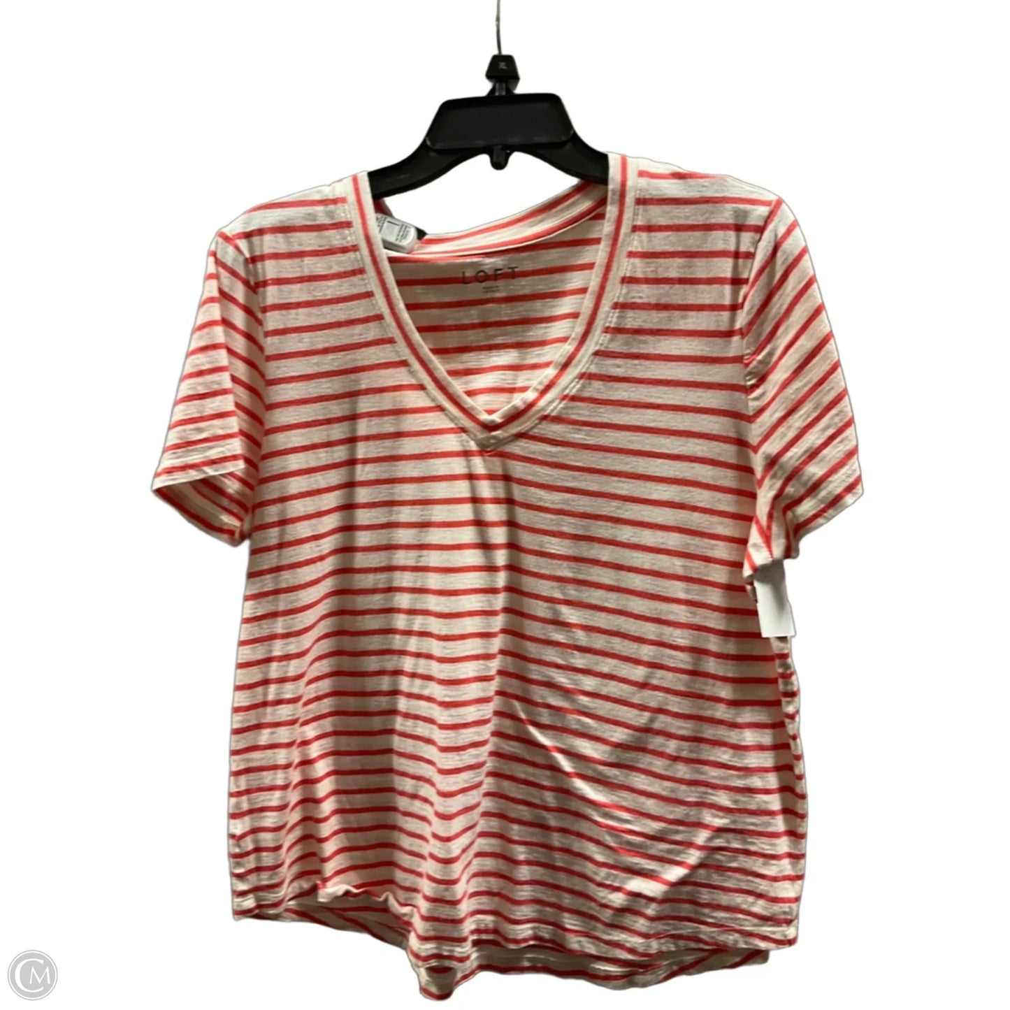 Top Short Sleeve By Loft In Striped Pattern, Size: Xl