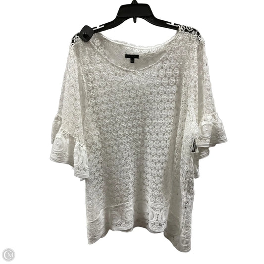 Top Short Sleeve By Lane Bryant In White, Size: 3x