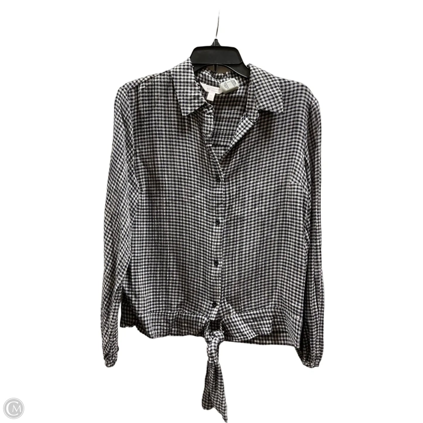 Blouse Long Sleeve By Lc Lauren Conrad In Blue & Cream, Size: M