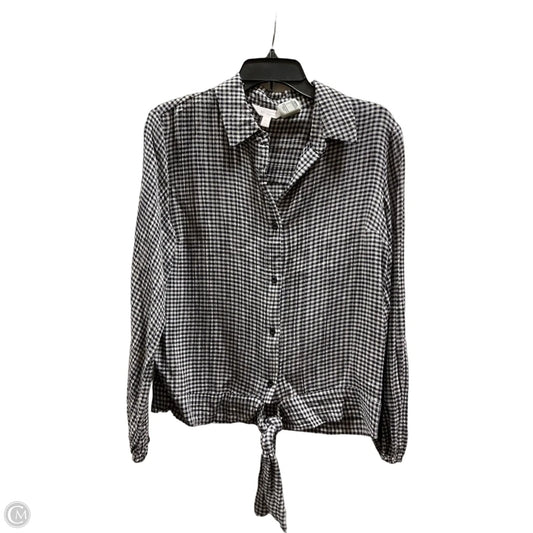 Blouse Long Sleeve By Lc Lauren Conrad In Blue & Cream, Size: M
