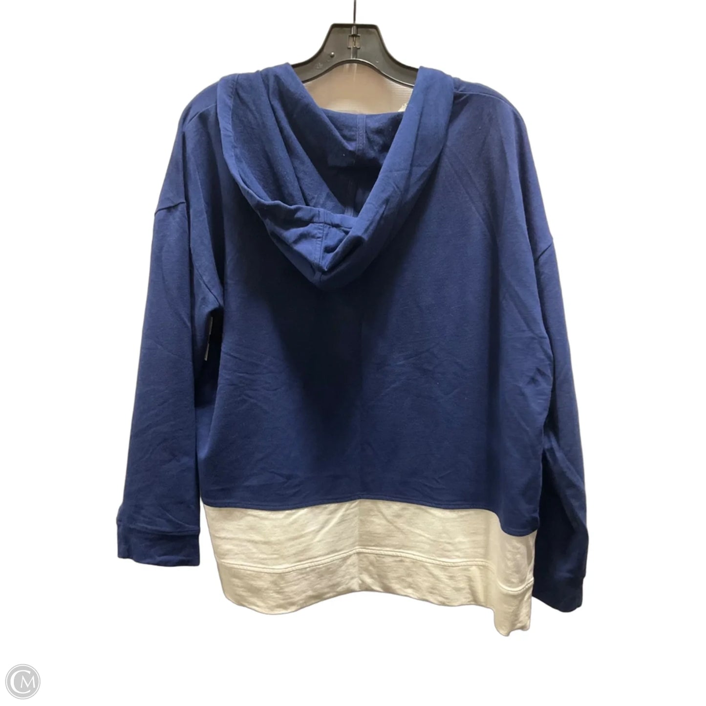 Sweatshirt Hoodie By Chicos In Blue & White, Size: Xl
