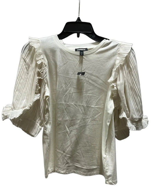 Top Short Sleeve By Express In Cream, Size: Xs