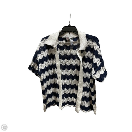 Blouse Short Sleeve By Lou And Grey In Blue & White, Size: M