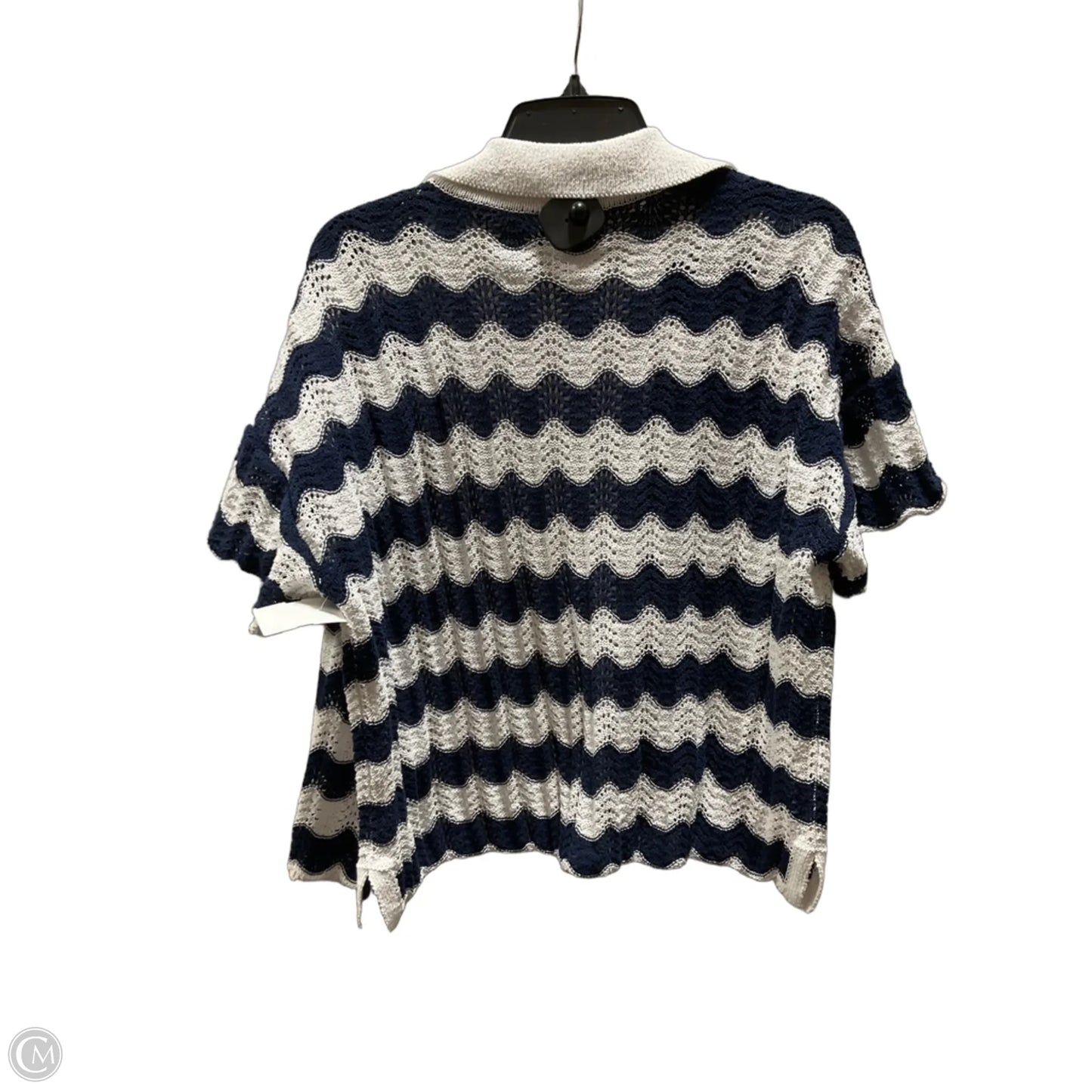 Blouse Short Sleeve By Lou And Grey In Blue & White, Size: M