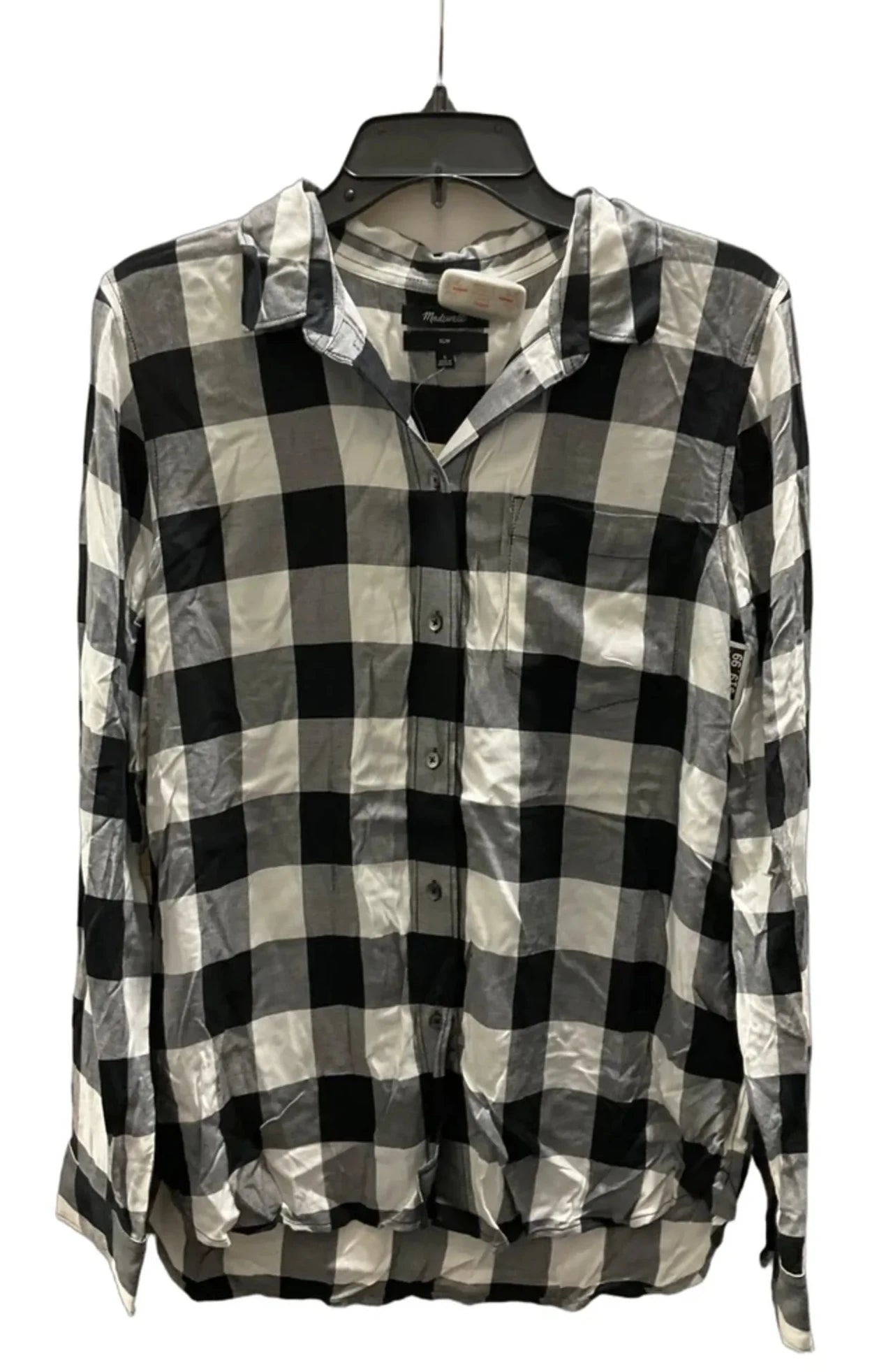 Blouse Long Sleeve By Madewell In Black & White, Size: L