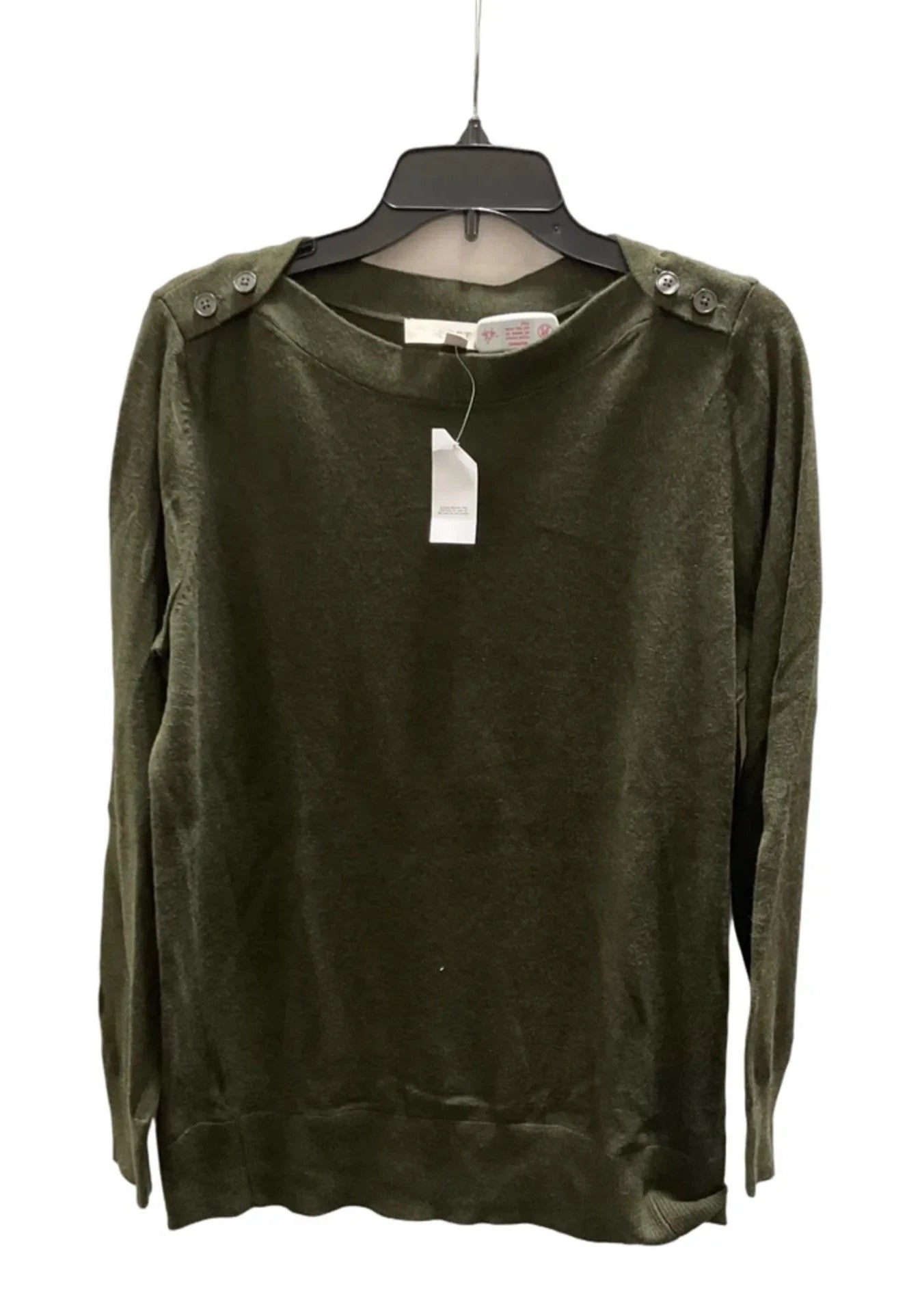 Top Long Sleeve Basic By Loft In Green, Size: M