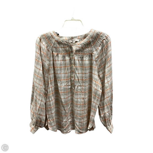 Top Long Sleeve By Loft In Grey & Orange, Size: M