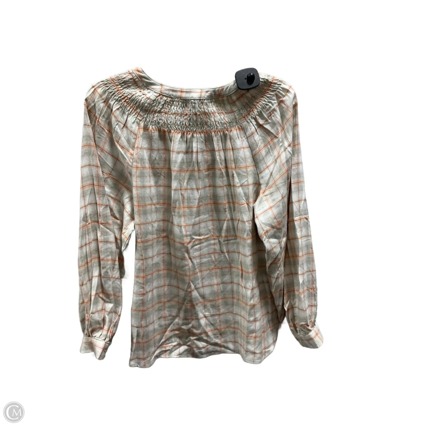 Top Long Sleeve By Loft In Grey & Orange, Size: M