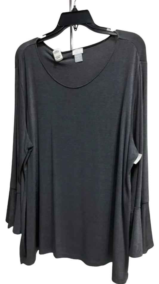 Top 3/4 Sleeve By Chicos In Grey, Size: Xxl