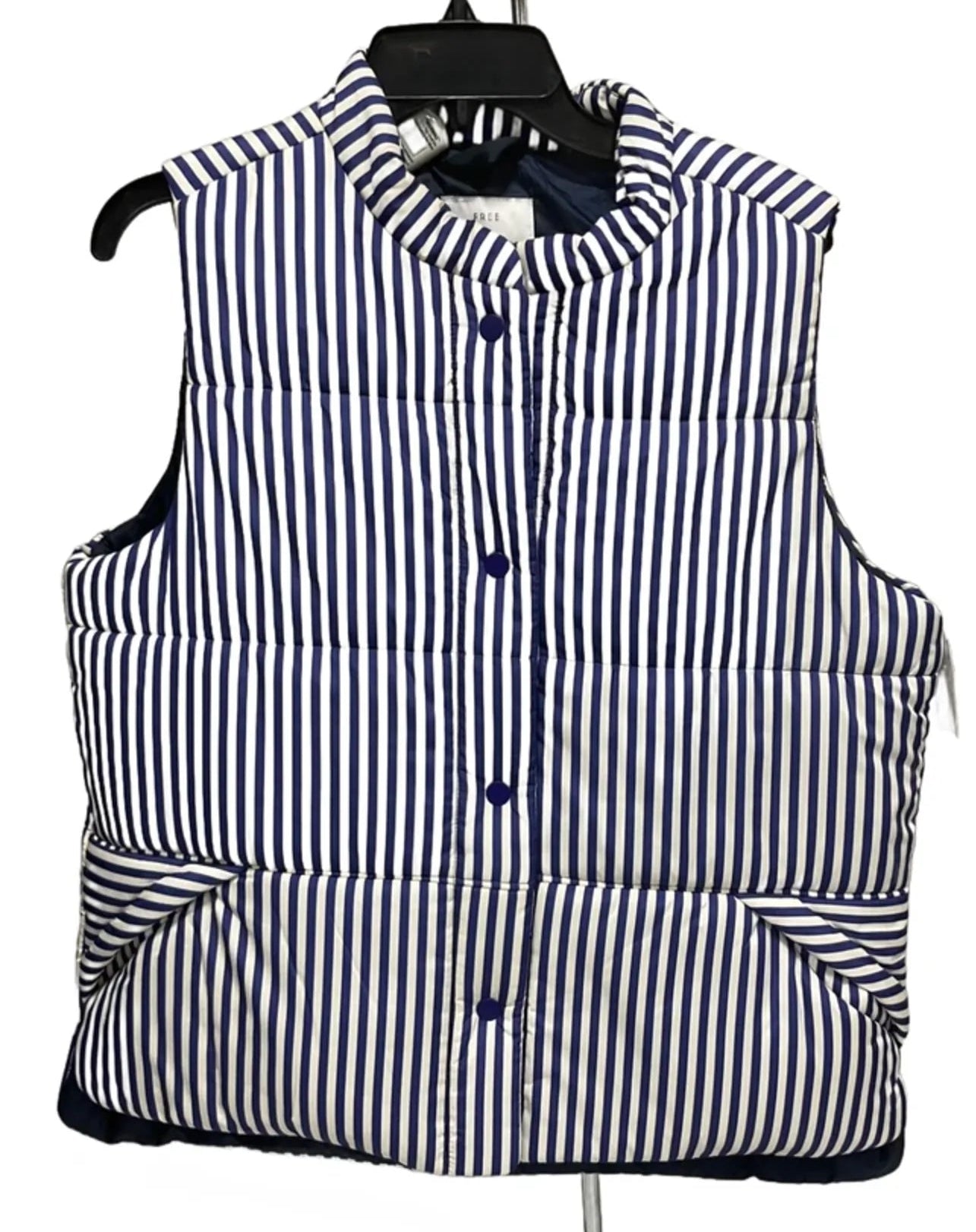 Vest Puffer & Quilted By Free Assembly In Striped Pattern, Size: L