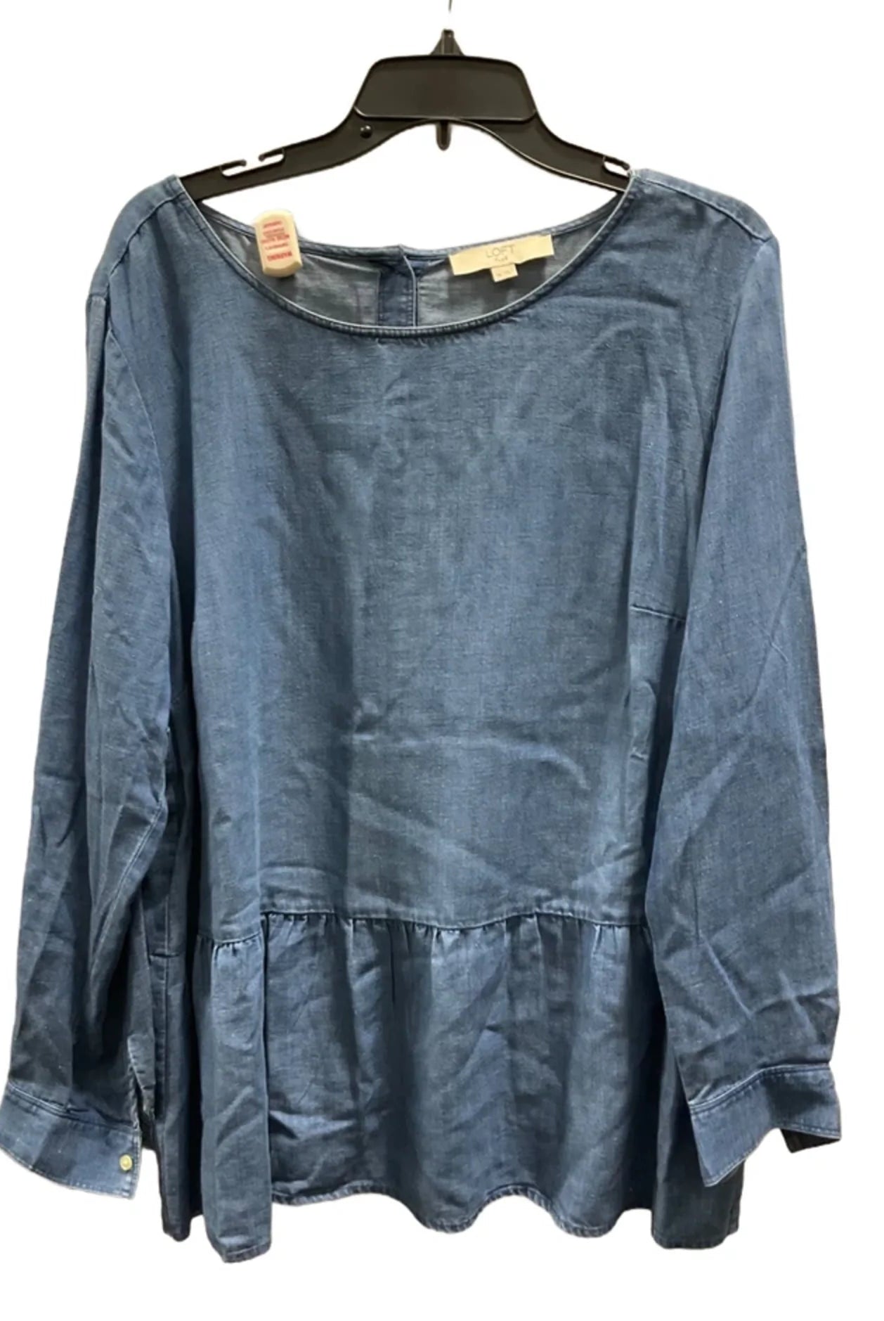 Top Long Sleeve By Loft In Blue Denim, Size: 16