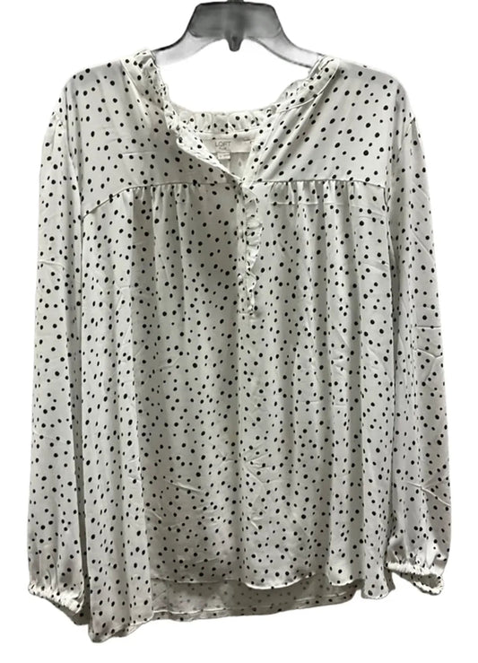 Top Long Sleeve By Loft In Polkadot Pattern, Size: Xl