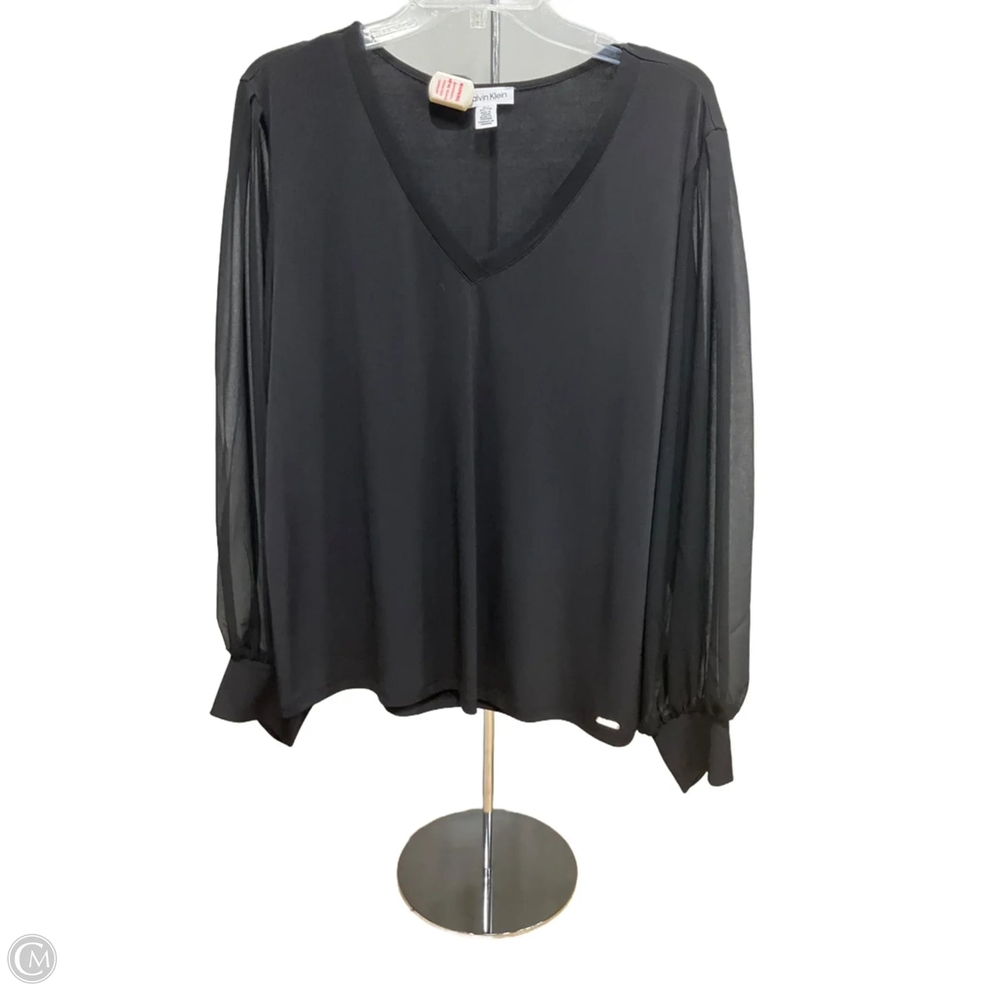 Top Long Sleeve By Calvin Klein In Black, Size: Xl
