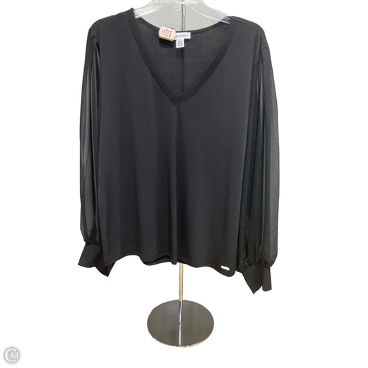 Top Long Sleeve By Calvin Klein In Black, Size: Xl